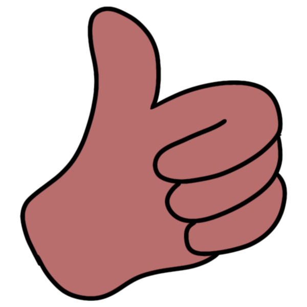  a light red thumbs up